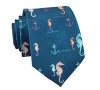 Novelty Ties for Men Boys Animal Patterned Funny Halloween Handmade Printed Necktie, Seahorses, One size