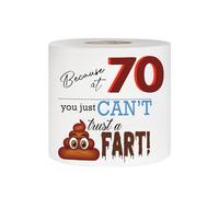Novelty Toilet Roll Loo Roll for 60th Happy Birthday Milestones Funny Bathroom Decor Silly Birthday Gift in Organza Bag Toilet Tissue One Sheet Printed - Who Gives a Crap Gag (Because at 70)