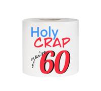 Novelty Toilet Roll Loo Roll for 60th Happy Birthday Milestones Funny Bathroom Decor Silly Birthday Gift in Organza Bag Toilet Tissue One Sheet Printed - Who Gives a Crap Gag (Holy ... You're 60)