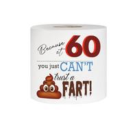 Novelty Toilet Roll Loo Roll for 60th Happy Birthday Milestones Funny Bathroom Decor Silly Birthday Gift in Organza Bag Toilet Tissue One Sheet Printed - Who Gives a Crap Gag (Because at 60 ...)