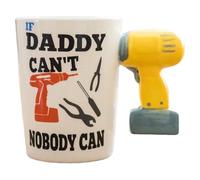 Novelty Tool Handle Coffee Mug, Funny Dad Quote Ceramic Cup with Hammer Wrench Shaped H Creative Gift Handle, For Men, Drill