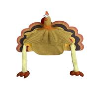 Novelty Turkey Hat Set Polyester Thanksgiving Holiday Headwear | Polyester Tail Knit Scarf Floral Cap One Size Funny Holiday Floral Cap Headwear