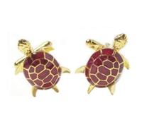 Novelty Turtle Cufflinks Red & Gold