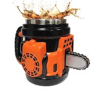 Novelty Vessel Mugware, Chainsaw Beverage Cupware, 400ml Java Container Grip Handle, Resin Drinking Flask Bottle, Industrial Saw Motif Pattern, Home Office Kitchen Set Kit