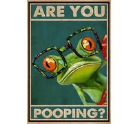 Novelty Vintage Metal Tin Sign Plaque Frog Are You Pooping Poster Restroom Bathroom Wall Decor，Vintage Funny Frog Toilet Decor 8x12 Inch
