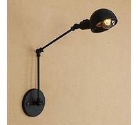 Novelty Wall Lamp, Industrial Style with Adjustable Arm Retro Led Wall Light Switch for Home Textile Art Ac 90-260V Black E27 Pedestal