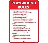 Novelty Warning Metal Tin Sign Playground Rules Use Playground at Own Risk Activity Sign Outdoor Security Farm Yard Warning Decoratives Metal Aluminum Sign 8 X 12 INCH