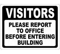 Novelty Warning Sign Parking Tin Sign 8x12 Visitors Please Report to Office Before Entering Building Sign Business Security Sign by LoMall