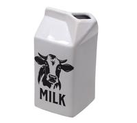 Novelty White Ceramic Milk Carton Jug with Cow Design