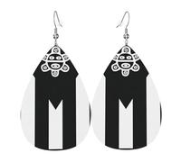 Novelty Women Earring Sol Taino Flag Puerto Rico Art Leather Dangle Drop Earrings Vintage Drop Leather Earrings For Party Ladies Decorations