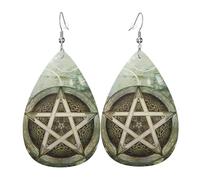 Novelty Women Earring Wiccan Pagan Witch Leather Dangle Drop Earrings Vintage Teardrop Leather Earrings For Party Ladies Mother’S Day