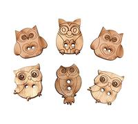 Novelty Wooden Buttons: Owls: Pack of 6