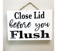 Novelty Wooden Sign 8x12 Inch Close Lid Before You Flush Sign Bathroom Decor Modern Home Decor