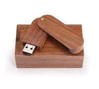 Novelty Wooden USB 2.0 Flash Drive 64GB Data Storage Memory Stick USB Stick Rotate Pendrive with Wooden Box