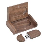 Novelty Wooden USB 2.0 Flash Drive Data Storage Memory Stick USB Stick Pendrive with Wooden Box (64GB, Ellipse Brown)
