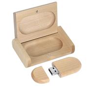 Novelty Wooden USB 2.0 Flash Drive Data Storage Memory Stick USB Stick Pendrive with Wooden Box (64GB, Ellipse Wood)