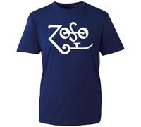 Novelty Zoso Signature T-Shirt, Famous Punk Rock Band Guitarist Fan Shirt, Gift Unisex Tee Top (Navy, XL Years)