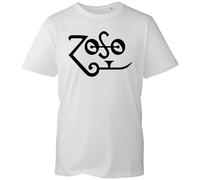 Novelty Zoso Signature T-Shirt, Famous Punk Rock Band Guitarist Fan Shirt, Gift Unisex Tee Top (White, L Years)