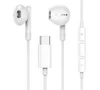 NoveltyThunder W26 Compatible For Google Pixel 9/9 Pro/XL/8/8 Pro/7a/7/7 Pro/6A/6/6 Pro USB C Headphones Earphones Headset Earbuds with Microphone and In-Line Remote Control (White)