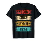 November 101st Birthday Men Women Vintage Awesome Since 1924 T-Shirt