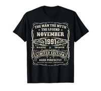 November 1991 34th Birthday Gifts for Men 34 Year Old Bday T-Shirt