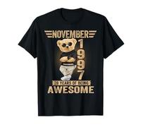 November 28th Birthday Men Women 1997 Awesome Teddy Bear T-Shirt