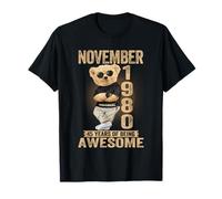 November 45th Birthday Men Women 1980 Awesome Teddy Bear T-Shirt