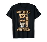 November 62nd Birthday Men Women 1963 Awesome Teddy Bear T-Shirt
