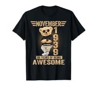 November 86th Birthday Men Women 1939 Awesome Teddy Bear T-Shirt