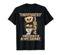 November 91st Birthday Men Women 1934 Awesome Teddy Bear T-Shirt