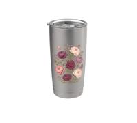 November Birth Flower Peony Chrysanthemum Botanical Floral Stainless Steel Insulated Tumbler