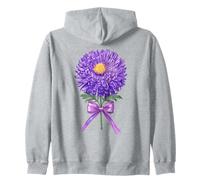 November Birth Flower Purple Chrysanthemum Design Zip Hoodie