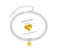 November Birthstone Bracelet-Meaningful Birthday Gifts for Women Adjustable Sterling Silver Heart Bracelet Dainty Personalized Jewelry Gift for Her Mom Sister Daughter Friends