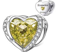 November Birthstone Charms for Pandora Charms Bracelet, Angel Wings 925 Sterling Silver Love Heart Bead Pendant Engraved Loving,Birthday Mother's day Jewelry Gifts for Women Girls