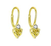 November Birthstone Earrings 925 Sterling Silver Gold Plated Heart Earrings Yellow Zircon Lever Back Earrings Hypoallergenic November Birthstone Jewellery Gifts for Women Girls