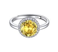 November Birthstone Ring 925 Sterling Silver Round Cubic Zirconia Rings for Women