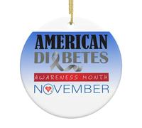 November Diabetes Awareness Month Christmas Ornament Round Shape Ceramic Hanging Ornaments Xmas Tree Decoration Party Supplies
