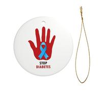 November Diabetes Awareness Month Christmas Ornament Round Shape Ceramic Hanging Ornaments Xmas Tree Decoration Party Supplies