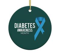 November Diabetes Awareness Month Christmas Ornament Round Shape Ceramic Hanging Ornaments Xmas Tree Decoration Party Supplies