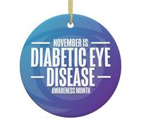 November Diabetes Awareness Month Christmas Ornament Round Shape Ceramic Hanging Ornaments Xmas Tree Decoration Party Supplies