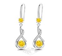 November Drop Earrings for Women Dangling, Sterling Silver Dangle Earrings Topaz Earrings, Hypoallergenic Dangly Drop Earrings for Women Jewellery Mum Gifts Birthstone Gifts