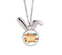 November Month Season Illustration Rabbit Necklace Pendant Bunny Animal Jewelry Gift