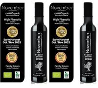November Polyphenols Olive Oil Extra Virgin - Organic High Phenolic EVOO - Early Harvest - Lab Certified +1200mg/kg High Polyphenol - Cold Pressed Extra Virgin - Greek - 500ml Bottle (Pack of 2)