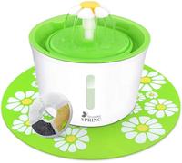 November Spring Pet Water Fountain with Level Window - Ultra Silent Cat Waterfall With Carbon Filter, 3 Modes Drinking System, Green
