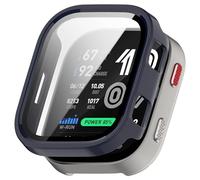 NovemFoal Case Compatible with Amazfit Bip Max Screen Protector, Hard PC Full Coverage Protective Cover with Built-in Tempered Glass, Shockproof Scratch Resistant Bumper Accessory, Glossy Blue
