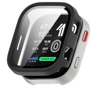 NovemFoal Case Compatible with Amazfit Bip Max Screen Protector, Hard PC Full Coverage Protective Cover with Built-in Tempered Glass, Shockproof Scratch Resistant Bumper Accessory, Matte Black