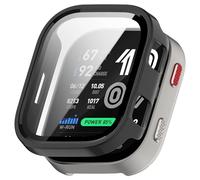 NovemFoal Case Compatible with Amazfit Bip Max Screen Protector, Hard PC Full Coverage Protective Cover with Built-in Tempered Glass, Shockproof Scratch Resistant Bumper Accessory, Glossy Black