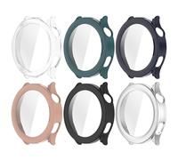 NovemFoal Cases Compatible with Xiaomi Watch S5 Screen Protector, PC Tempered Glass Film Protective Cover, Full-Body Coverage Covers (6 Colors)