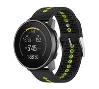 NovemFoal Colorful-Hole Silicone Watch Band Compatible with SUUNTO RUN Strap, Breathable Sports Strap for Running & Fitness (Black-Lime)