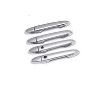 NOVEMS Car Outer Door Handle for Fit for Jazz 2014 2015 2016 2017 2018 2019 2020 Carbon Fiber Chrome Car Side Door Handle Cover Sticker Side Exterior Door Handle(Silver 2 Buttons)